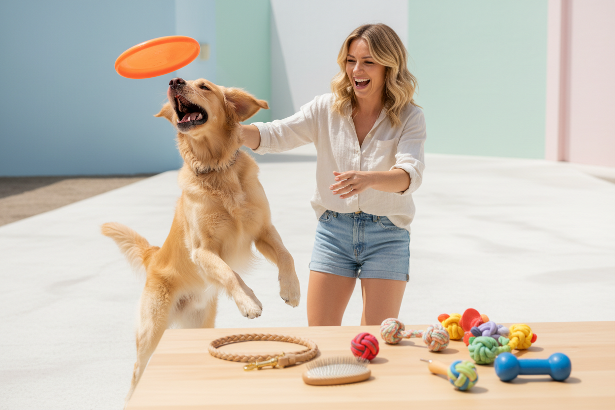 Lifestyle pet + product together

Bright, clean background

Product visible ho — sirf cute dog photo nahi

Motion / emotion ho (owner playing, grooming, walking)